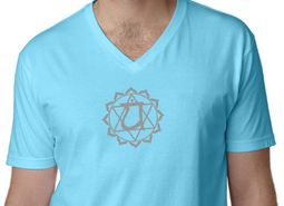 Mens Lightweight Yoga T-shirt - Anahata Chakra V-neck Tee Shirt