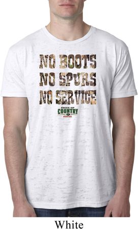 Mens Mossy Oak No Boots No Spurs No Service Burnout Shirt