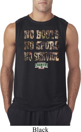 Mens Mossy Oak No Boots No Spurs No Service Sleeveless Shirt