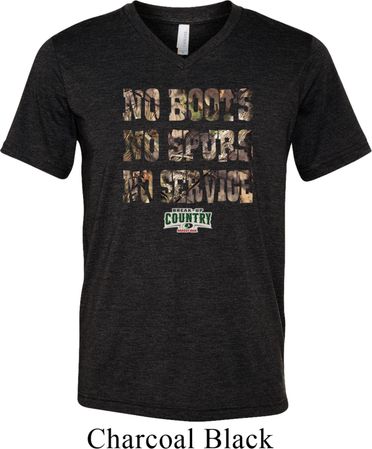 Mens Mossy Oak No Boots No Spurs No Service Tri Blend V-neck Shirt