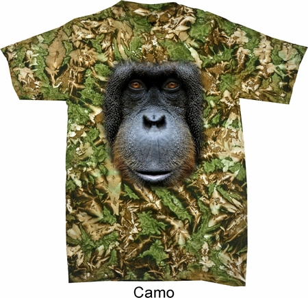 Mens Orangutan Shirt Big Orangutan Face Tie Dye T-shirt