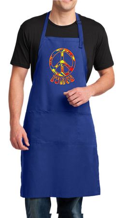 Mens Peace Apron Funky Peace Full Length Apron with Pockets