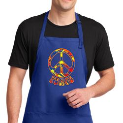 Mens Peace Apron Funky Peace Full Length Apron with Pockets Mens Peace Apron Funky Peace Full Length Apron with Pockets