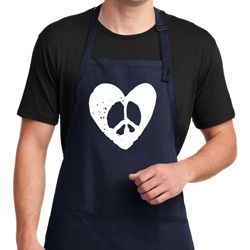 Mens Peace Apron Hippie Heart Peace Full Length Apron with Pockets Mens Peace Apron Hippie Heart Peace Full Length Apron with Pockets