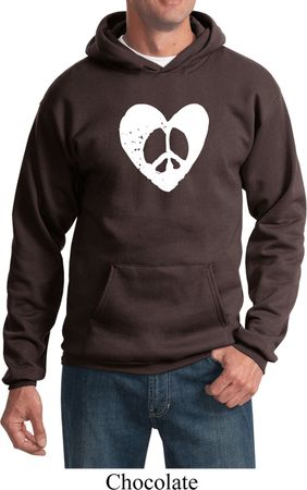 Mens Peace Hoodie Hippie Heart Peace Hoody