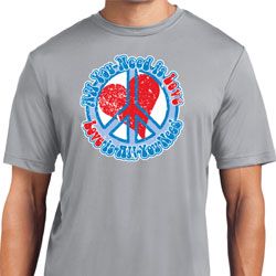 Mens Peace Shirt All You Need is Love Moisture Wicking Tee
