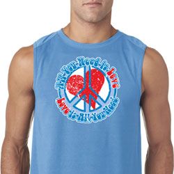 Mens Peace Shirt All You Need is Love Sleeveless Tee T-Shirt