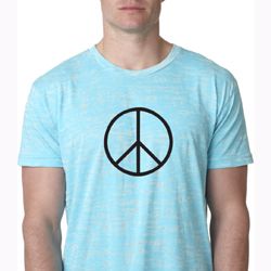 Mens Peace Shirt Basic Peace Black Burnout Tee T-Shirt