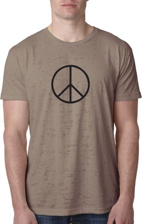 Mens Peace Shirt Basic Peace Black Burnout Tee T-Shirt
