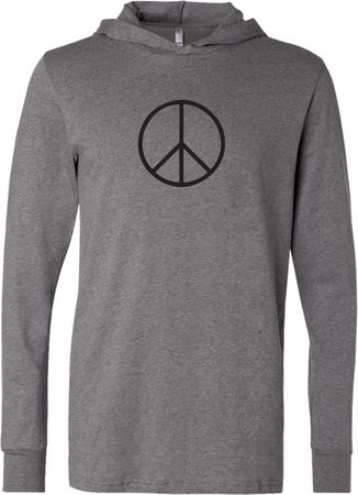 Mens Peace Shirt Basic Peace Black Lightweight Hoodie Tee