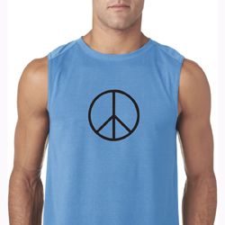Mens Peace Shirt Basic Peace Black Sleeveless Tee T-Shirt