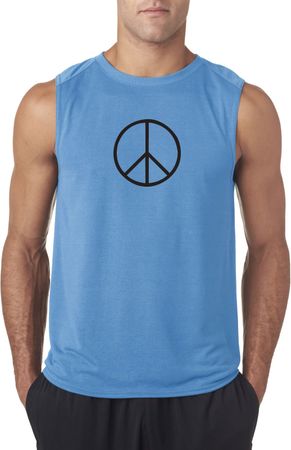 Mens Peace Shirt Basic Peace Black Sleeveless Tee T-Shirt