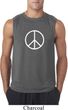 Mens Peace Shirt Basic Peace White Sleeveless Tee T-Shirt