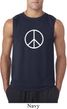 Mens Peace Shirt Basic Peace White Sleeveless Tee T-Shirt