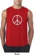 Mens Peace Shirt Basic Peace White Sleeveless Tee T-Shirt