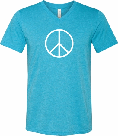 Mens Peace Shirt Basic Peace White Tri Blend V-neck Tee