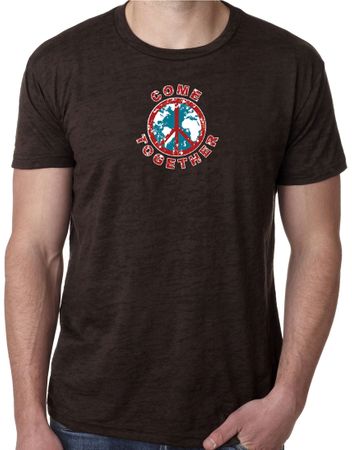 Mens Peace Shirt Come Together Burnout Tee T-Shirt