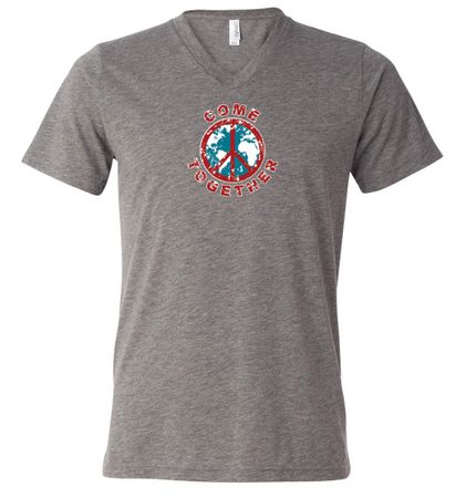 Mens Peace Shirt Come Together Tri Blend V-neck Tee T-Shirt