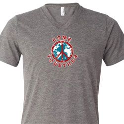 Mens Peace Shirt Come Together Tri Blend V-neck Tee T-Shirt Mens Peace Shirt Come Together Tri Blend V-neck Tee T-Shirt