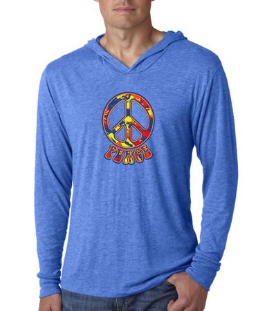 Mens Peace Shirt Funky Peace Lightweight Hoodie Tee