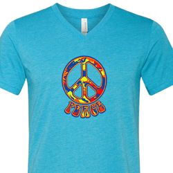 Mens Peace Shirt Funky Peace Tri Blend V-neck Tee T-Shirt Mens Peace Shirt Funky Peace Tri Blend V-neck Tee T-Shirt