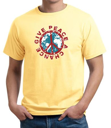 Mens Peace Shirt Give Peace a Chance Organic Tee T-Shirt