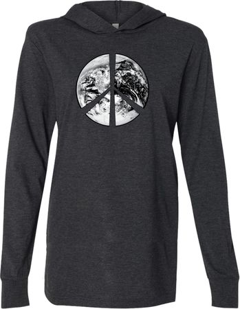 Mens Peace Shirt Peace Earth Lightweight Hoodie Tee