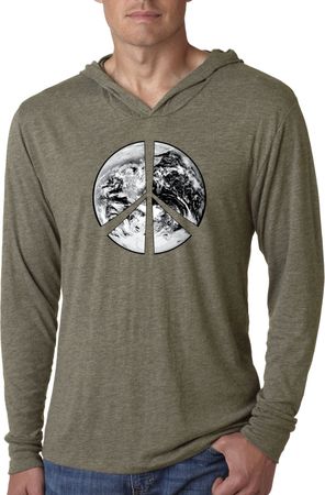 Mens Peace Shirt Peace Earth Lightweight Hoodie Tee T-Shirt