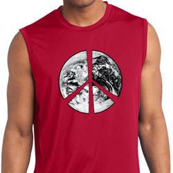 Mens Peace Shirt Peace Earth Sleeveless Moisture Wicking Tee T-Shirt