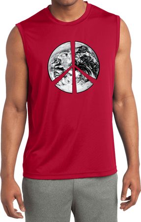 Mens Peace Shirt Peace Earth Sleeveless Moisture Wicking Tee T-Shirt