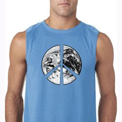 Mens Peace Shirt Peace Earth Sleeveless Tee T-Shirt