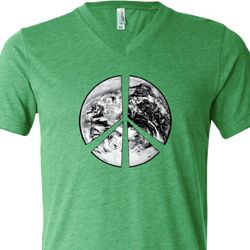 Mens Peace Shirt Peace Earth Tri Blend V-neck Tee T-Shirt