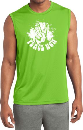 Mens Peace Shirt Peace Now Sleeveless Moisture Wicking Tee T-Shirt