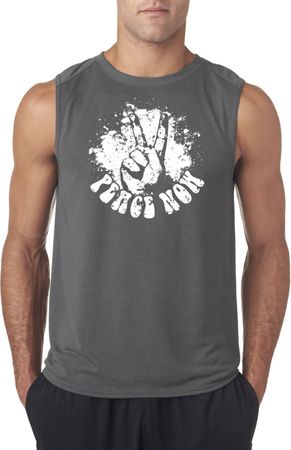 Mens Peace Shirt Peace Now Sleeveless Tee T-Shirt