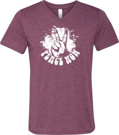Mens Peace Shirt Peace Now Tri Blend V-neck Tee T-Shirt
