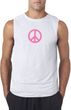 Mens Peace Shirt Pink Peace Sleeveless Tee T-Shirt