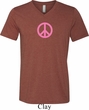Mens Peace Shirt Pink Peace Tri Blend V-neck Tee