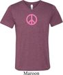 Mens Peace Shirt Pink Peace Tri Blend V-neck Tee