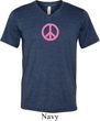 Mens Peace Shirt Pink Peace Tri Blend V-neck Tee