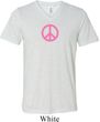 Mens Peace Shirt Pink Peace Tri Blend V-neck Tee