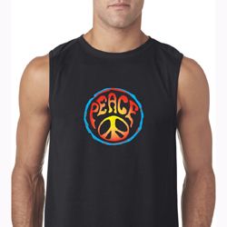 Mens Peace Shirt Psychedelic Peace Sleeveless Tee T-Shirt Mens Peace Shirt Psychedelic Peace Sleeveless Tee T-Shirt