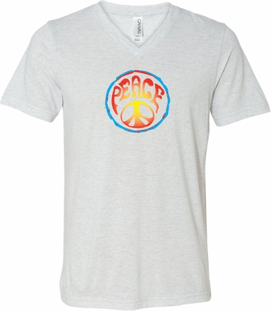 Mens Peace Shirt Psychedelic Peace Tri Blend V-neck Tee