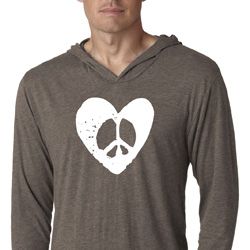 Mens Peace Tee Hippie Heart Peace Lightweight Hoodie Mens Peace Tee Hippie Heart Peace Lightweight Hoodie