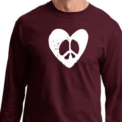 Mens Peace Tee Hippie Heart Peace Long Sleeve Mens Peace Tee Hippie Heart Peace Long Sleeve