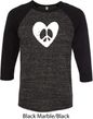 Mens Peace Tee Hippie Heart Peace Raglan Shirt