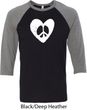 Mens Peace Tee Hippie Heart Peace Raglan Shirt