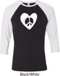 Mens Peace Tee Hippie Heart Peace Raglan Shirt