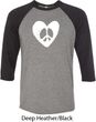 Mens Peace Tee Hippie Heart Peace Raglan Shirt