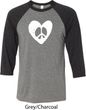 Mens Peace Tee Hippie Heart Peace Raglan Shirt