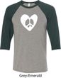 Mens Peace Tee Hippie Heart Peace Raglan Shirt